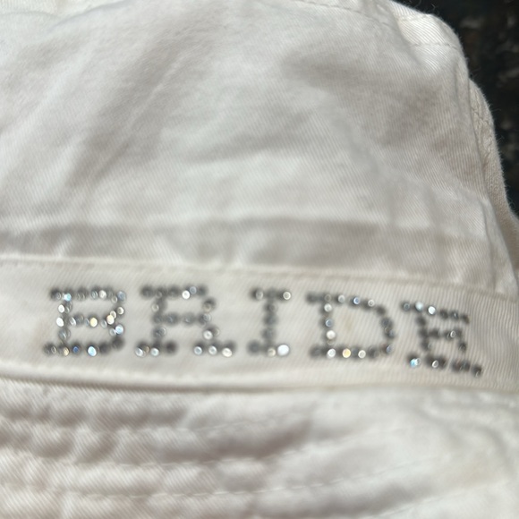 EUC BRIDE Sun Bucket Hat. Perfect for your Honeymoon! Rhinestones! - Picture 2 of 8